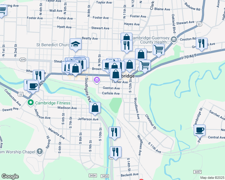 map of restaurants, bars, coffee shops, grocery stores, and more near 213 South 10th Street in Cambridge