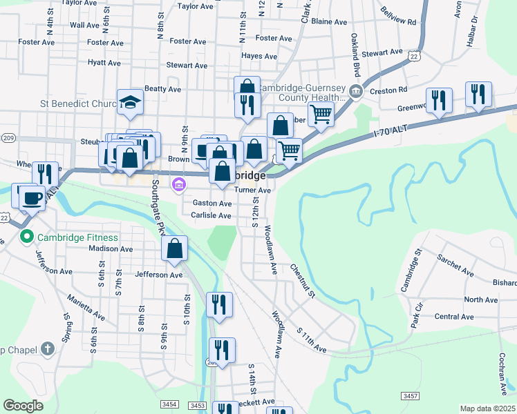 map of restaurants, bars, coffee shops, grocery stores, and more near 217 South 12th Street in Cambridge