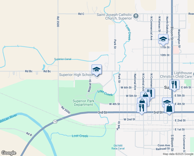map of restaurants, bars, coffee shops, grocery stores, and more near 601 West 8th Street in Superior