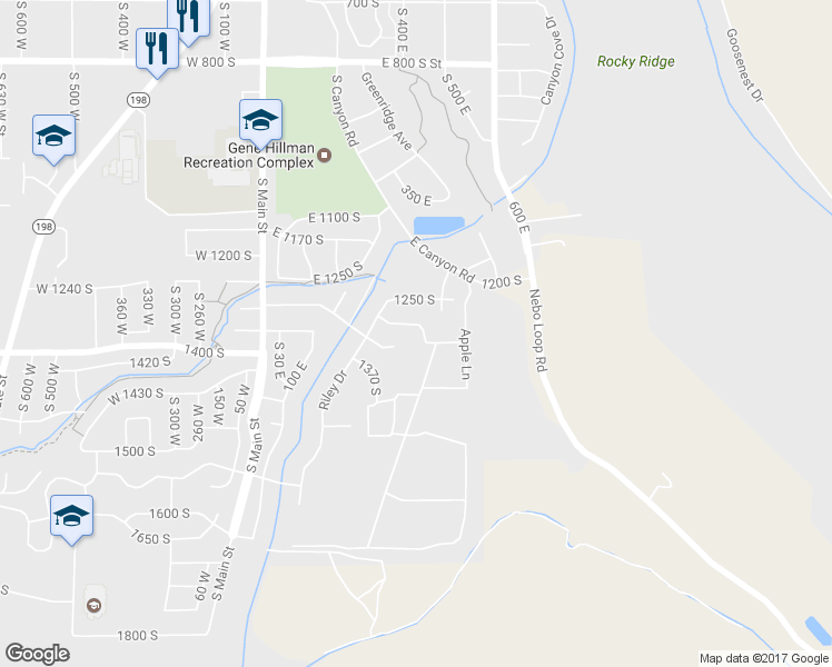 map of restaurants, bars, coffee shops, grocery stores, and more near 376 1290 South in Payson