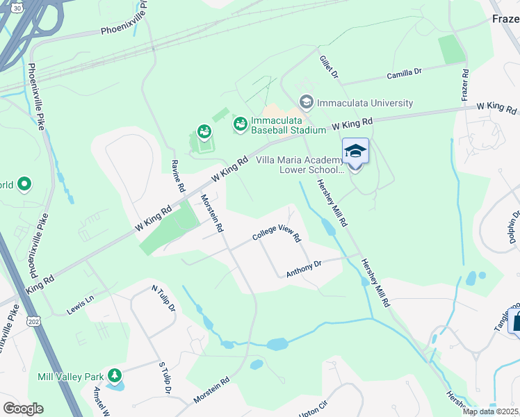 map of restaurants, bars, coffee shops, grocery stores, and more near 9 Toms Cir in Malvern