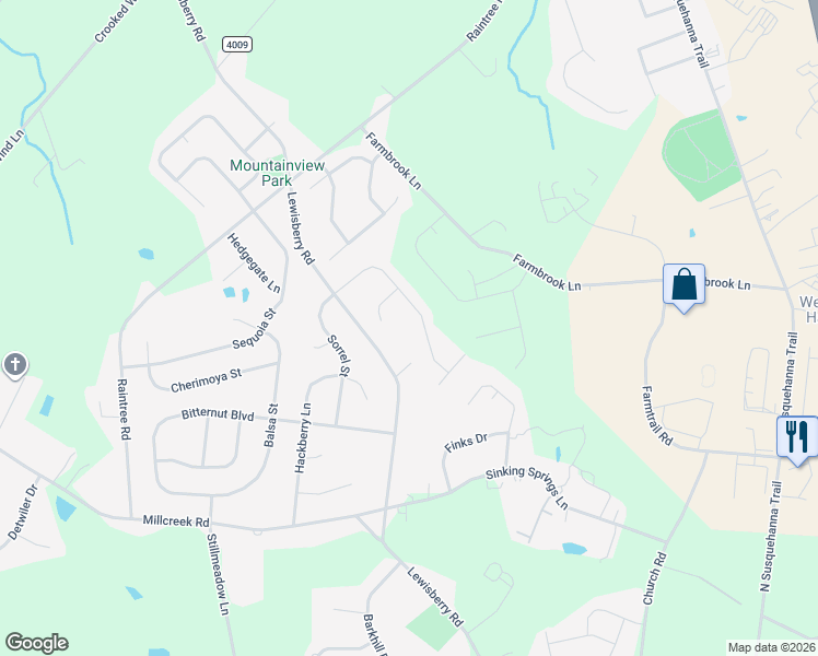 map of restaurants, bars, coffee shops, grocery stores, and more near 3240 Lewisberry Rd in York