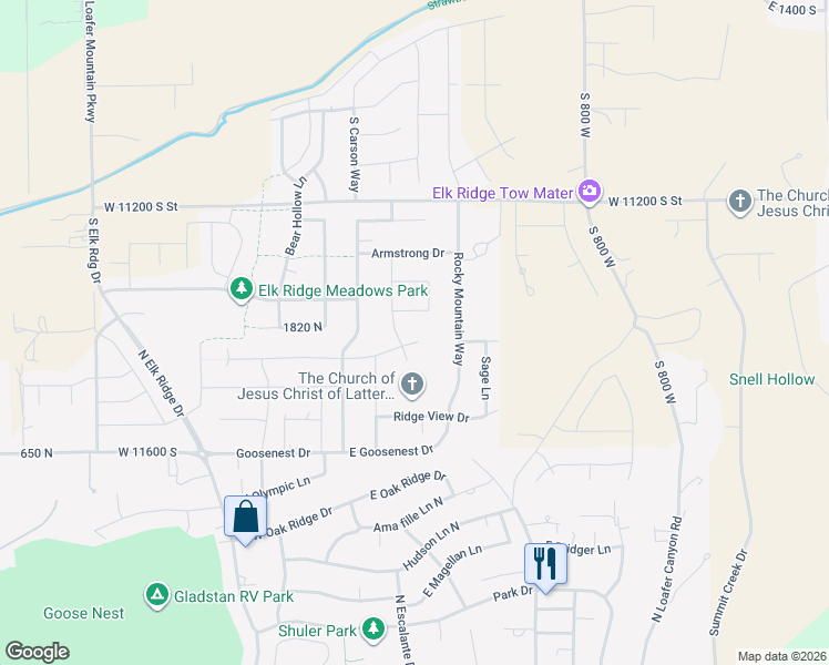 map of restaurants, bars, coffee shops, grocery stores, and more near 964 Doe Hills Drive in Elk Ridge