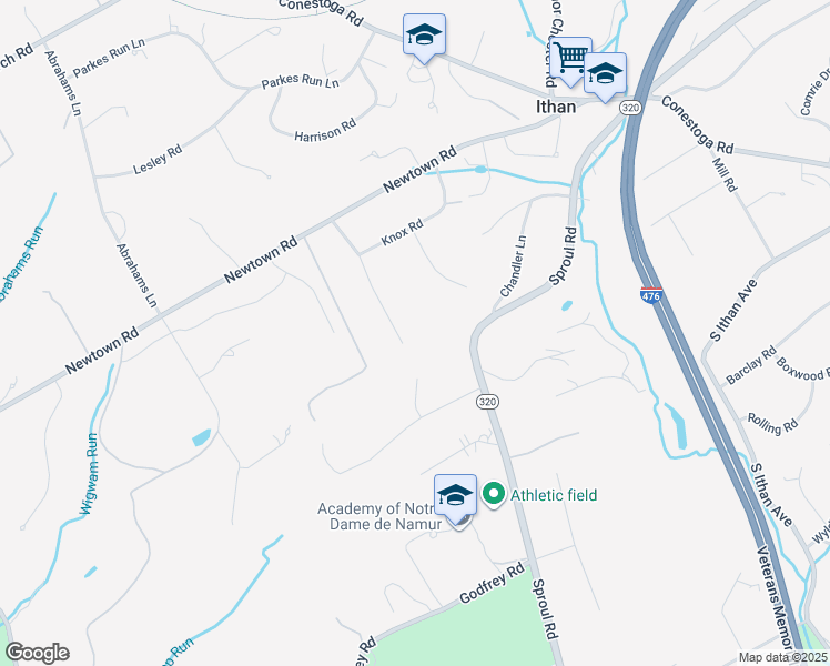map of restaurants, bars, coffee shops, grocery stores, and more near 541 Atterbury Road in Villanova