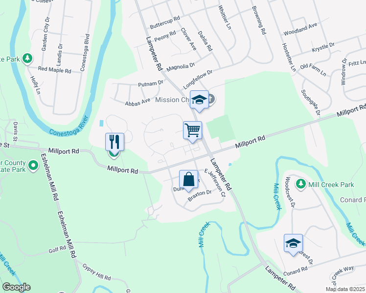 map of restaurants, bars, coffee shops, grocery stores, and more near 12 Kennedy Street in Lancaster