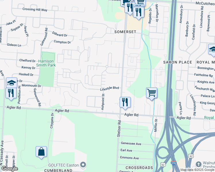 map of restaurants, bars, coffee shops, grocery stores, and more near 2435 Stelzer Road in Columbus