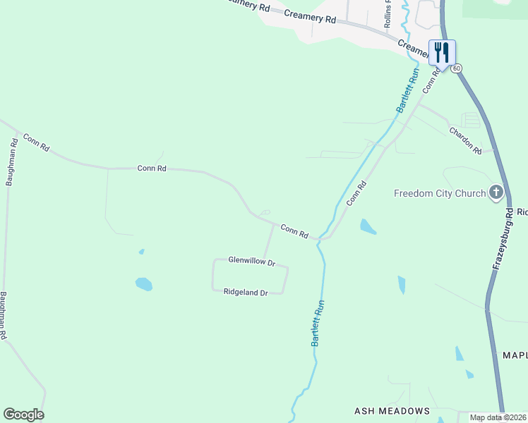 map of restaurants, bars, coffee shops, grocery stores, and more near 3815 Conn Road in Nashport