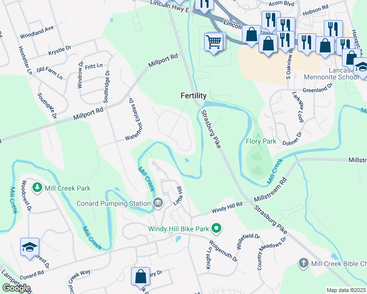 map of restaurants, bars, coffee shops, grocery stores, and more near 164 American Ave in Lancaster