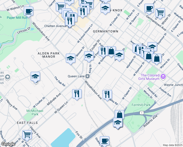 map of restaurants, bars, coffee shops, grocery stores, and more near in Philadelphia