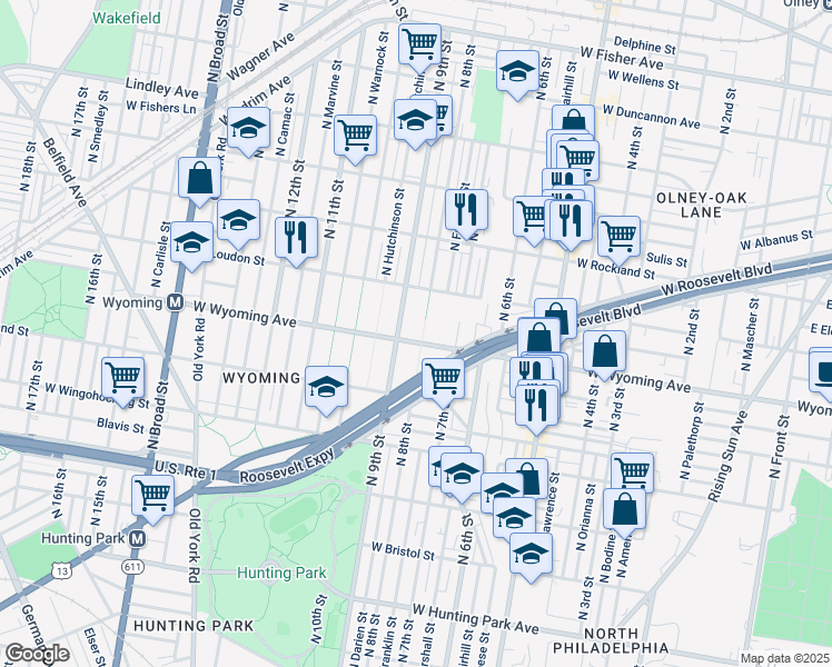 map of restaurants, bars, coffee shops, grocery stores, and more near 4706 North 8th Street in Philadelphia