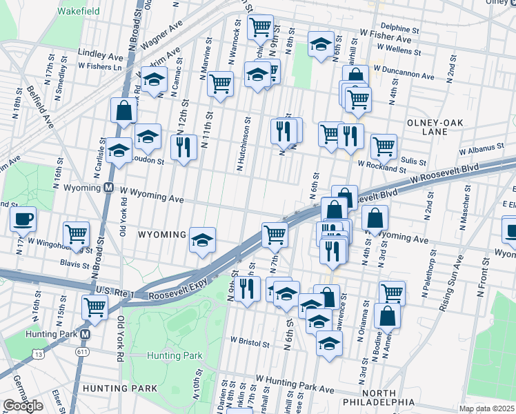 map of restaurants, bars, coffee shops, grocery stores, and more near 4706 North 8th Street in Philadelphia