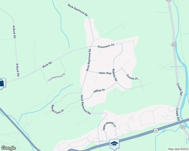map of restaurants, bars, coffee shops, grocery stores, and more near 104 Helm Way in Downingtown