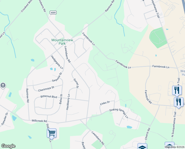 map of restaurants, bars, coffee shops, grocery stores, and more near 3240 Lewisberry Road in York