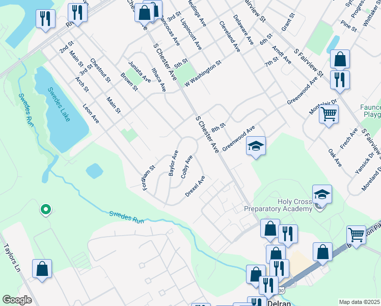 map of restaurants, bars, coffee shops, grocery stores, and more near 809 Colby Avenue in Delran