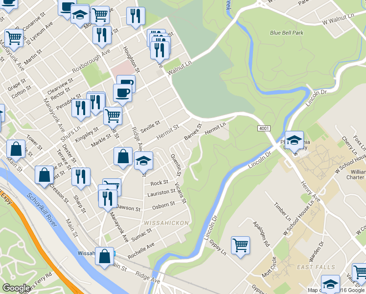 map of restaurants, bars, coffee shops, grocery stores, and more near 637 Barnes Street in Philadelphia