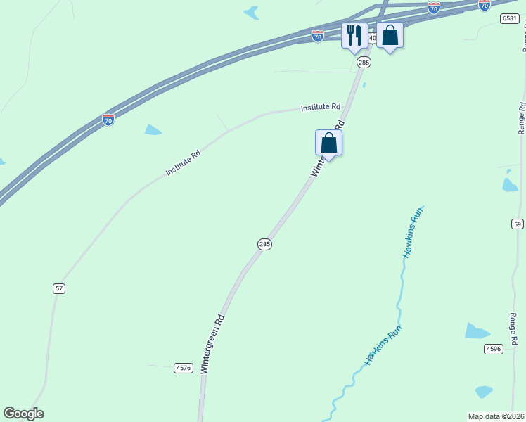 map of restaurants, bars, coffee shops, grocery stores, and more near 63899 Wintergreen Road in Lore City