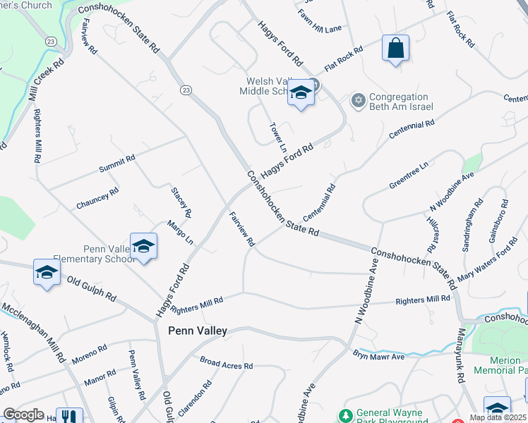 map of restaurants, bars, coffee shops, grocery stores, and more near 408 Conshohocken State Road in Penn Valley