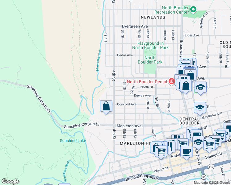 map of restaurants, bars, coffee shops, grocery stores, and more near 2686 4th Street in Boulder