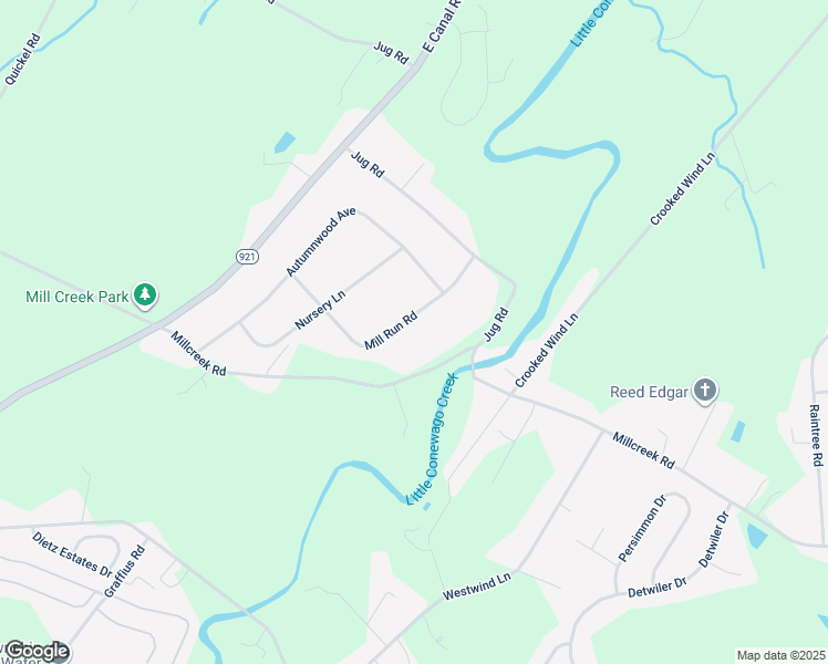 map of restaurants, bars, coffee shops, grocery stores, and more near 70 Mill Run Road in York