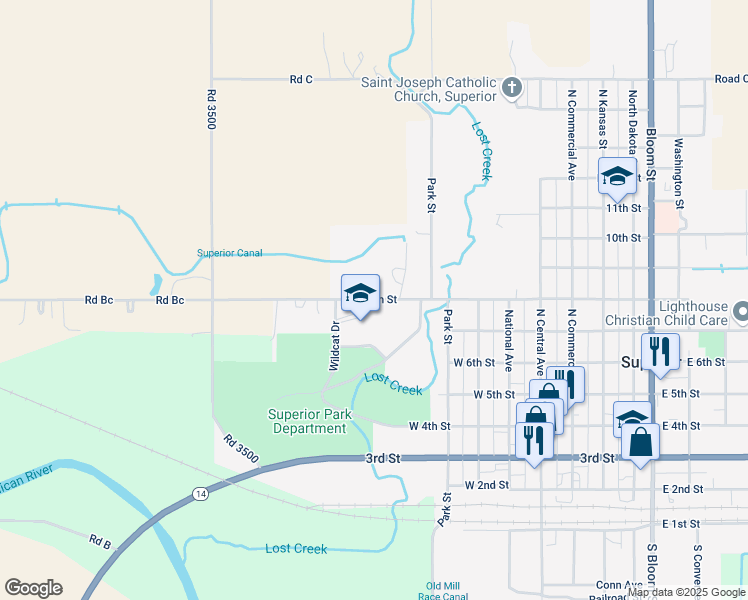 map of restaurants, bars, coffee shops, grocery stores, and more near 601 West 8th Street in Superior