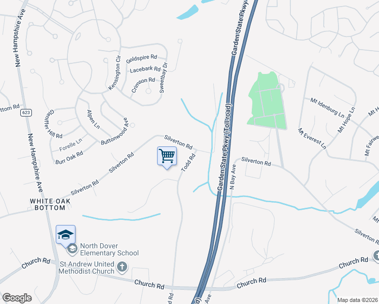 map of restaurants, bars, coffee shops, grocery stores, and more near 1798 Todd Road in Toms River