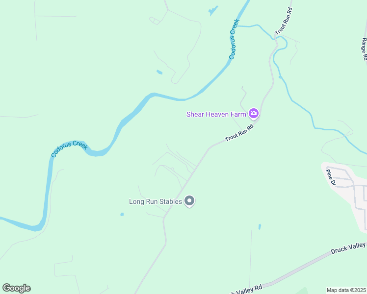 map of restaurants, bars, coffee shops, grocery stores, and more near 3701 Trout Run Road in York