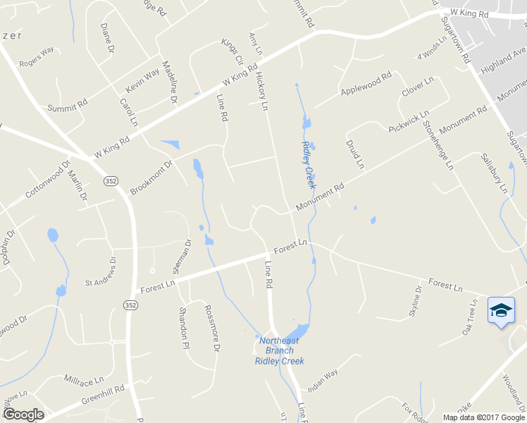 map of restaurants, bars, coffee shops, grocery stores, and more near 6 Willow Pond Road in Malvern