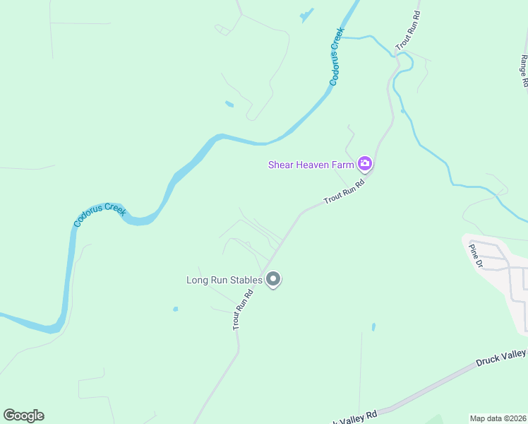 map of restaurants, bars, coffee shops, grocery stores, and more near 3731 Trout Run Road in York