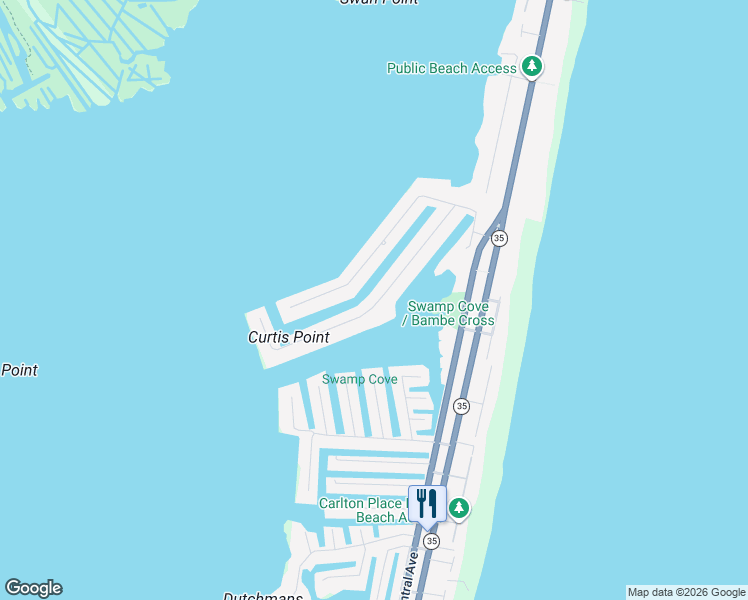 map of restaurants, bars, coffee shops, grocery stores, and more near 145 Squan Beach Drive in Mantoloking