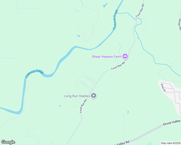 map of restaurants, bars, coffee shops, grocery stores, and more near 3731 Trout Run Road in York