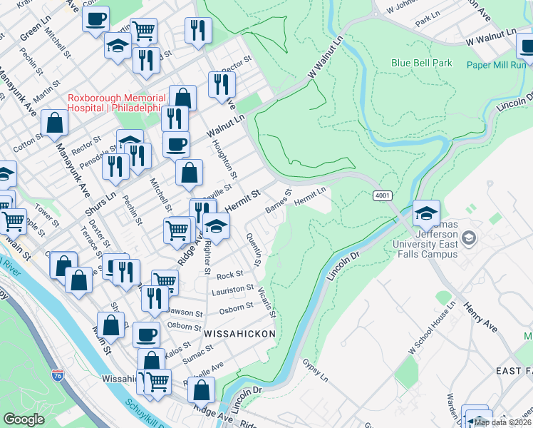 map of restaurants, bars, coffee shops, grocery stores, and more near 637 Barnes Street in Philadelphia