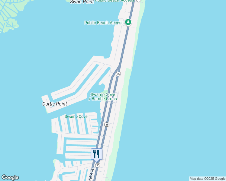 map of restaurants, bars, coffee shops, grocery stores, and more near 139 New Jersey 35 in Mantoloking