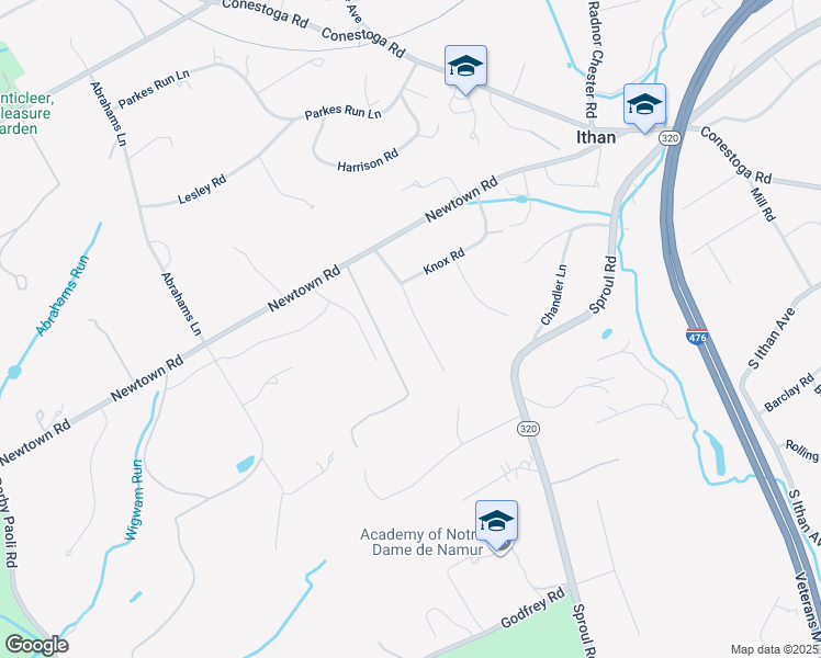 map of restaurants, bars, coffee shops, grocery stores, and more near 524 Atterbury Road in Villanova