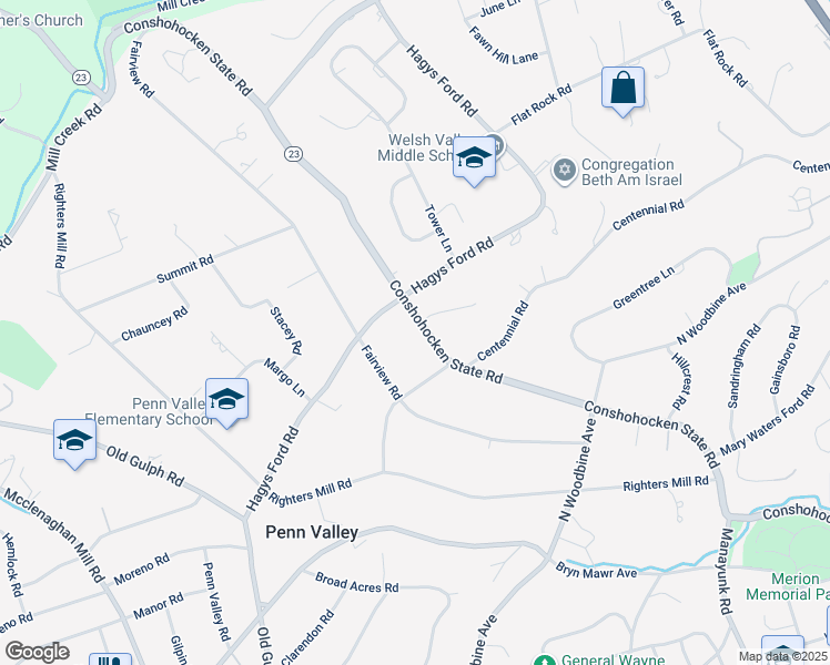 map of restaurants, bars, coffee shops, grocery stores, and more near 406 Conshohocken State Road in Penn Valley