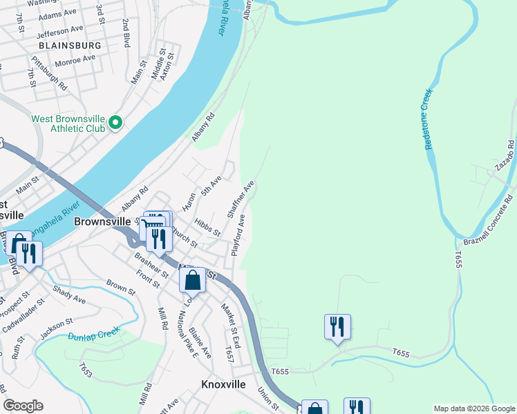 map of restaurants, bars, coffee shops, grocery stores, and more near 56-98 Playford Ave in Brownsville