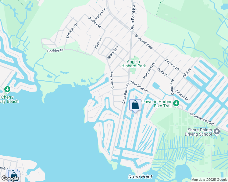 map of restaurants, bars, coffee shops, grocery stores, and more near 93 Bayview Drive in Brick