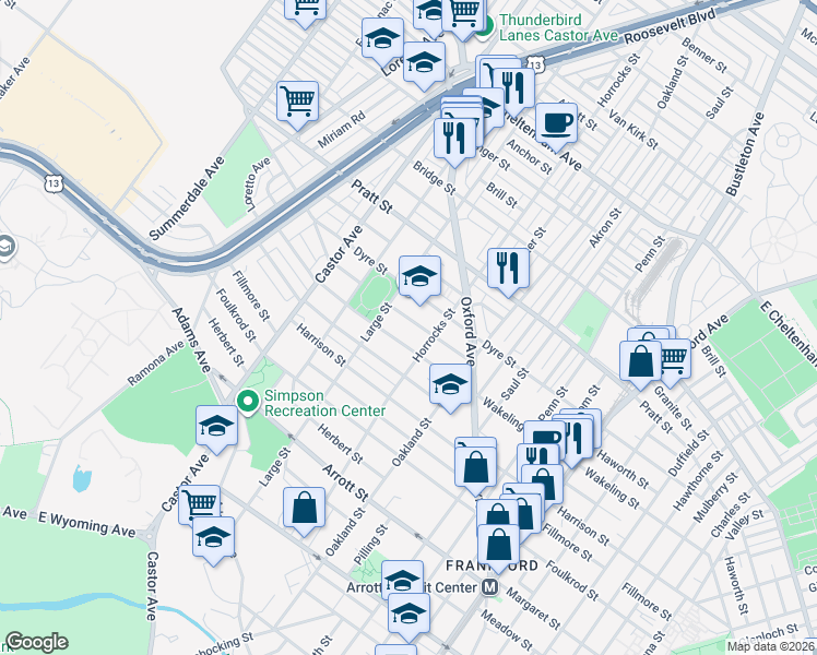 map of restaurants, bars, coffee shops, grocery stores, and more near 1118 Haworth Street in Philadelphia