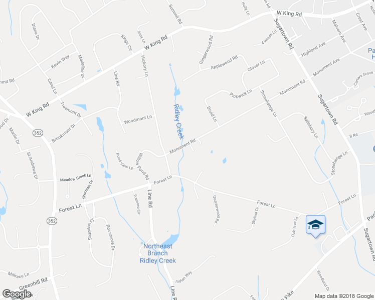 map of restaurants, bars, coffee shops, grocery stores, and more near 742 Monument Road in Malvern