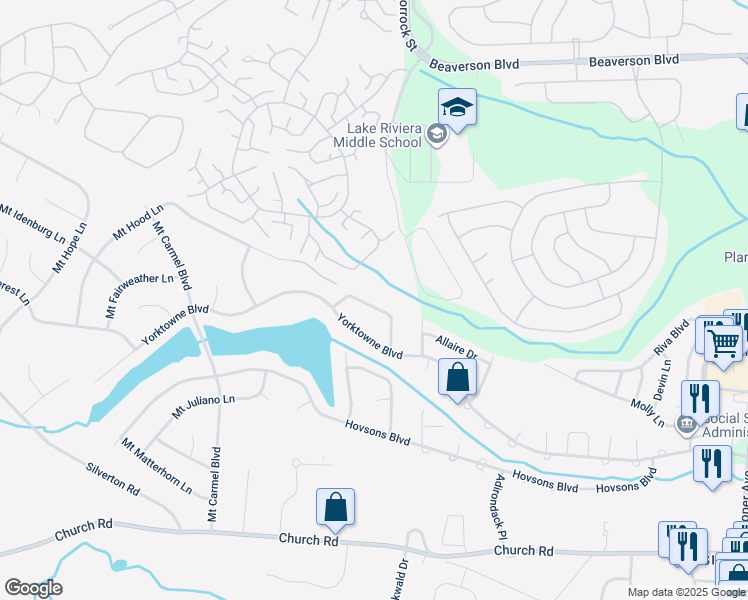 map of restaurants, bars, coffee shops, grocery stores, and more near 50 Parisian Drive in Toms River