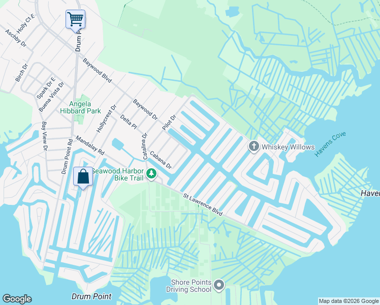 map of restaurants, bars, coffee shops, grocery stores, and more near 50 Cabana Drive in Brick Township