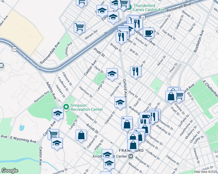 map of restaurants, bars, coffee shops, grocery stores, and more near 1118 Haworth Street in Philadelphia