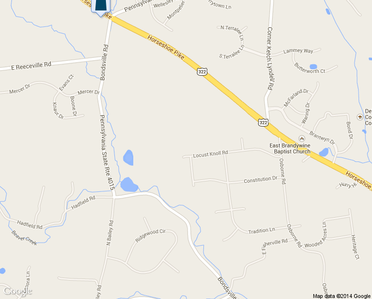 map of restaurants, bars, coffee shops, grocery stores, and more near 128 Locust Knoll Road in Downingtown