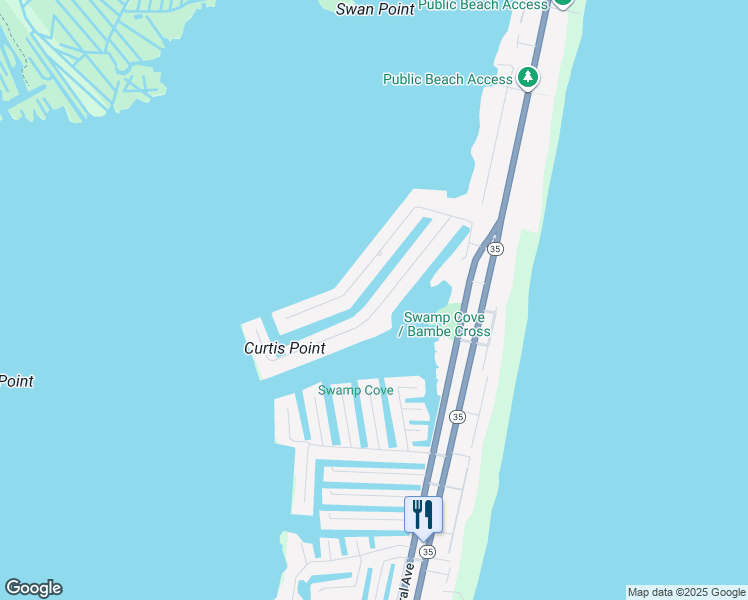 map of restaurants, bars, coffee shops, grocery stores, and more near 145 Squan Beach Drive in Mantoloking