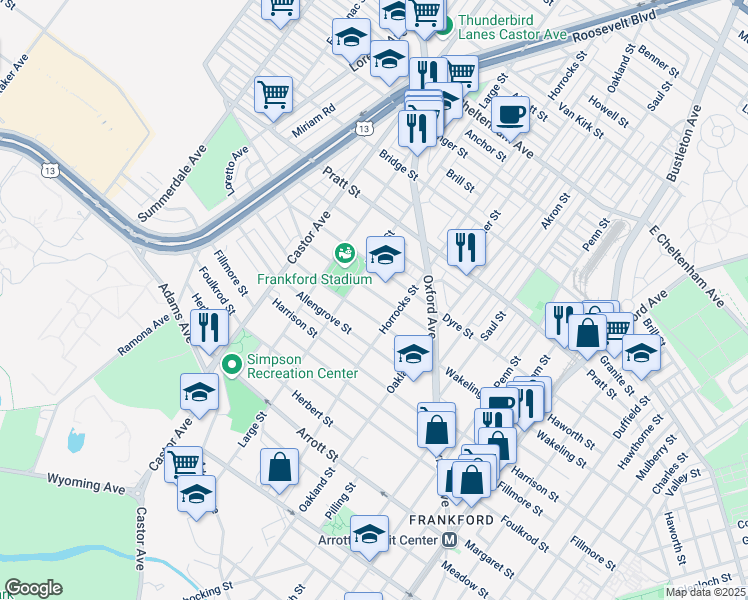 map of restaurants, bars, coffee shops, grocery stores, and more near 1118 Haworth Street in Philadelphia