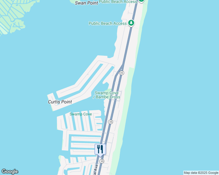 map of restaurants, bars, coffee shops, grocery stores, and more near 139 Route 35 Median in Mantoloking