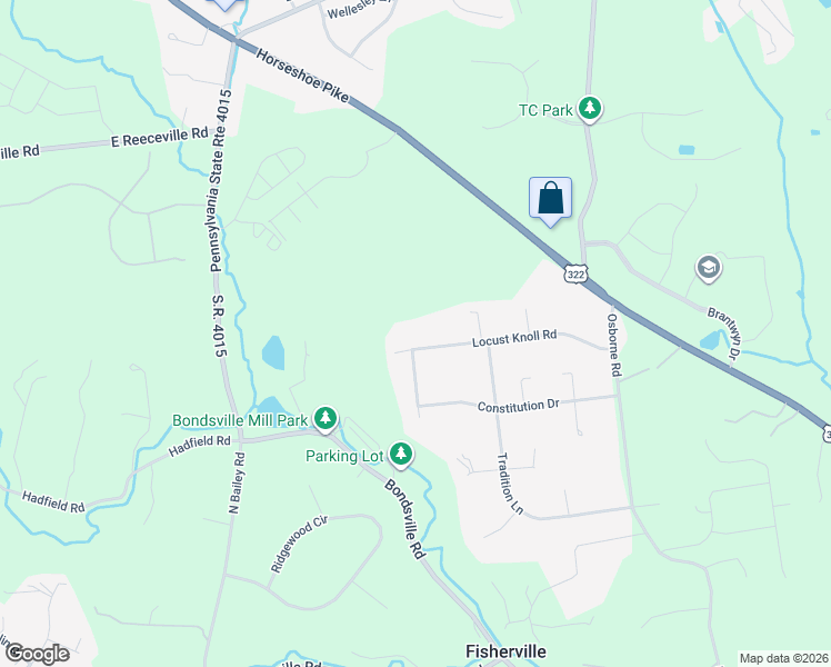 map of restaurants, bars, coffee shops, grocery stores, and more near 128 Locust Knoll Road in Downingtown