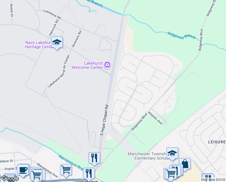 map of restaurants, bars, coffee shops, grocery stores, and more near 6 Jarrowood Lane in Manchester Township