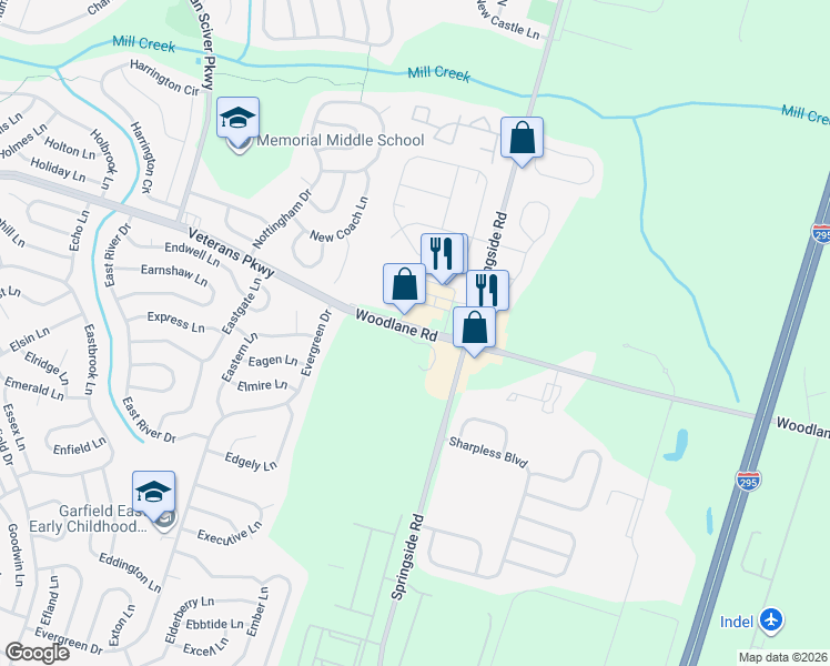 map of restaurants, bars, coffee shops, grocery stores, and more near 484-492 Woodlane Road in Westampton