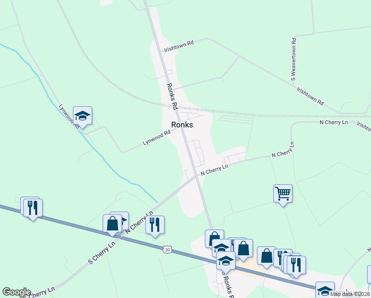 map of restaurants, bars, coffee shops, grocery stores, and more near 96 N Ronks Rd in Ronks