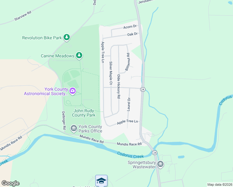 map of restaurants, bars, coffee shops, grocery stores, and more near 155 Olde Hickory Road in Mount Wolf